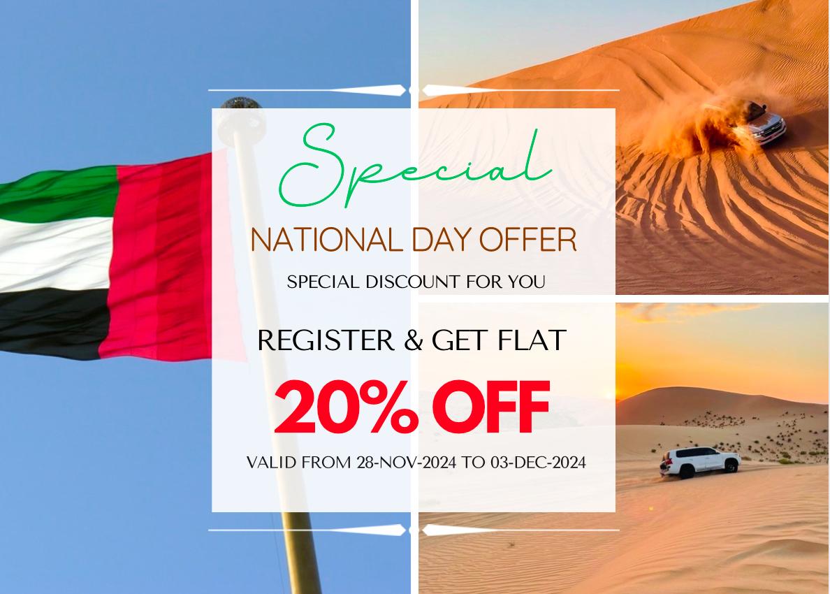 Register With Us and Get Flat 20 Percent Off on Evening Desert Safari Abu Dhabi Bookings